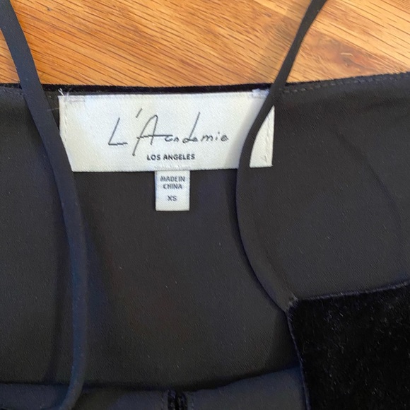 L'Academie The Button Cami in Black Velour - Picture 6 of 7